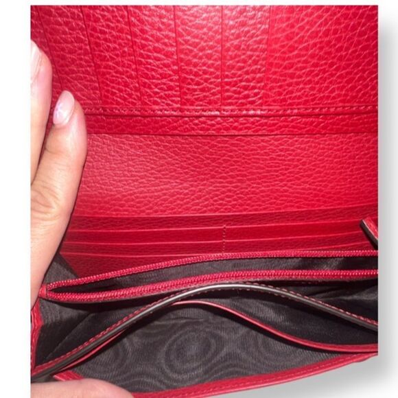 NEW Gucci Red Interlocking GG Pebbled Leather Long Continental Wallet - Picture 9 of 15